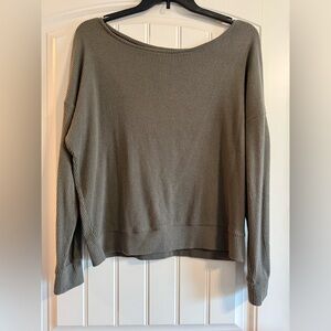 Lucky Brand Women's Large Ribbed Crew Neck Sweater Olive Green